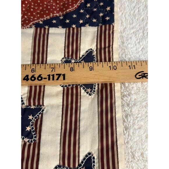 Handmade Patriotic Quilted Wall Hanging With Stars Stripes Design 10" x 37" - Picture 6 of 8